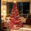 DIY Holiday Fabric Tree Decor Lighted Christmas Kit, Hanging Ornament Set Space Saving for Window Wall, Handmade Craft with LED Lights Luminous