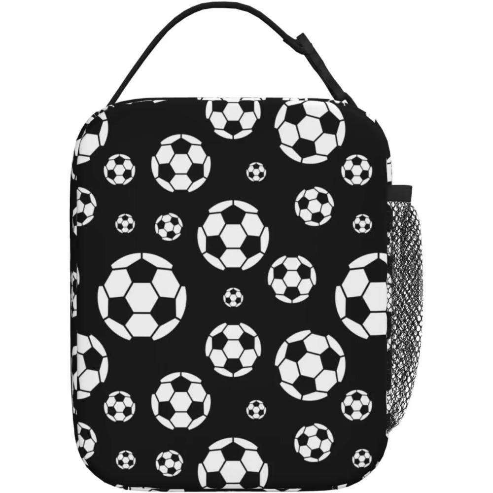 Football Ball Insulated Lunch Bag Unisex Reusable Soccer Ball Lunch Box Sports Theme Cooler Tote Bag for Work Travel Picnic