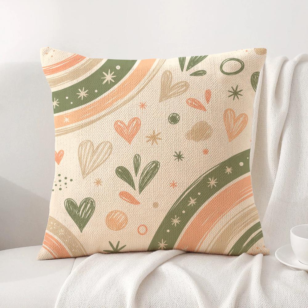 Love Rainbow Cushion Cover Linen Organic Fabric DoubleSided Printing Sofa Breathable Home Decor Gift Pillow Case