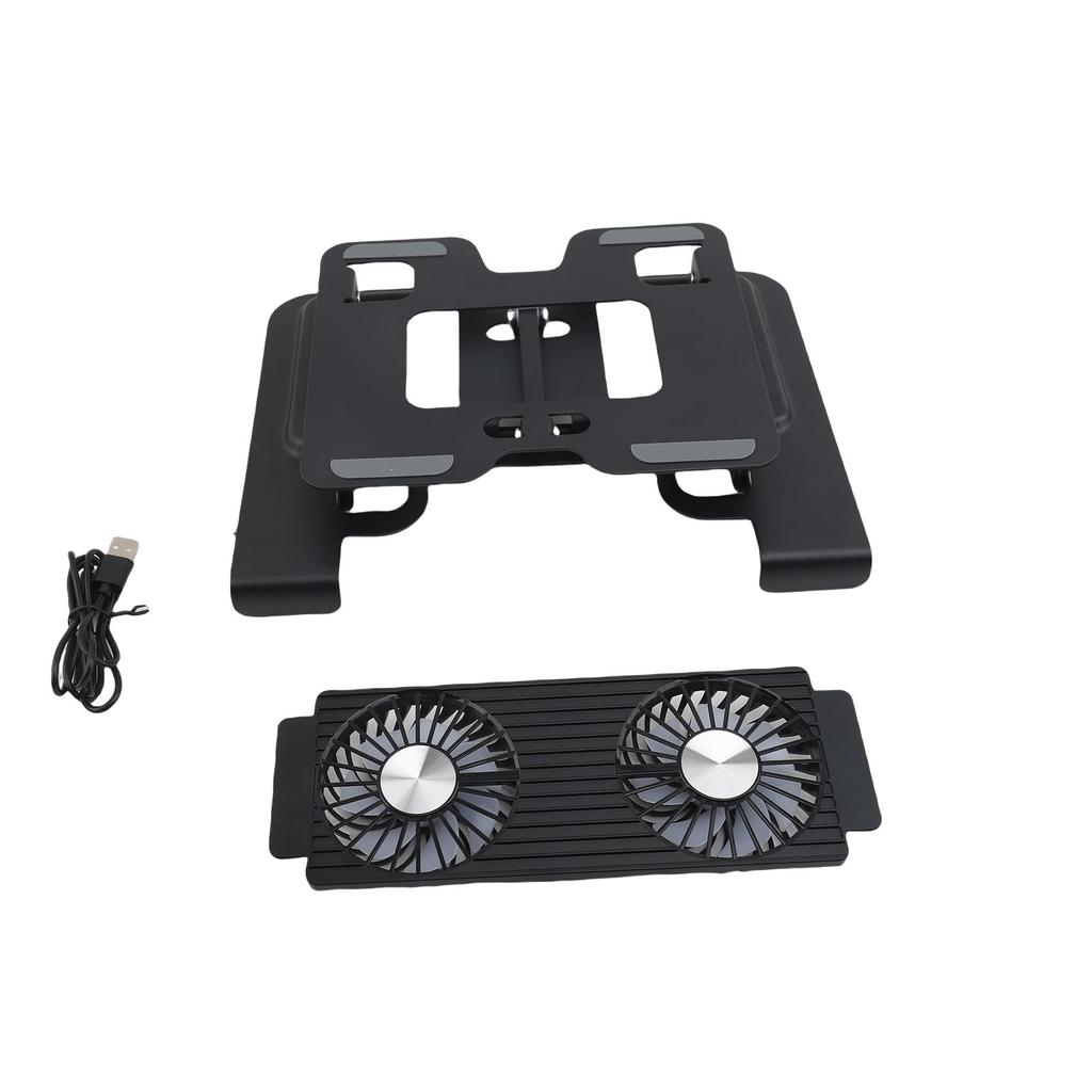 Laptop Cooling Stand Phone Holder 2 in 1 Design Hollow Out Base Laptop Stand with Fan for Home Black
