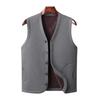 Men Vest Coat V-Neck Sleeveless Single Breasted Waistcoat with Pockets Solid Color Thickened Velvet Lining Coldproof Vest