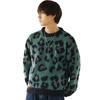 Samdiff Leopard Print Crew Knit Loose Animal Oversized Crew Size Men's Sweater, All-Over Print, Oversized, Fit, Print, Fluffy, Silhouette, Neck, L,