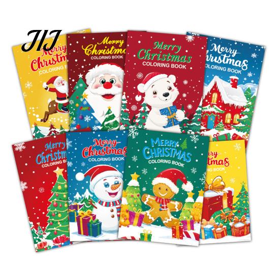 Stocking Stuffers for Kids 8PCS Christmas Themed Coloring Book, Educational Activities Thickened Paper Fun Pages Parties Craft Supplies, Creative