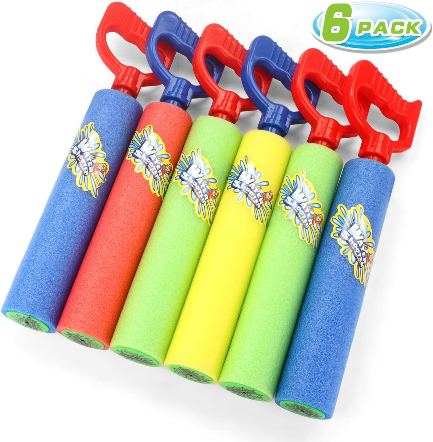 Yiran Toy 6 Pack Water Guns Shooter Super Foam Soakers Blaster Squirt Pool Toy Handle Summer Swimming Beach Garden Outdoor