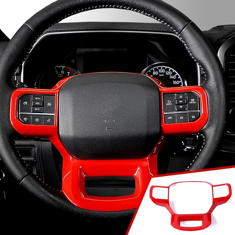 GZXinWei Chrome Interior Upgrade Accessories for Ford F150 Raptor 2021 2022 2023 Steering Wheel Frame Trim Cover Panel Protector Sticker Decortion