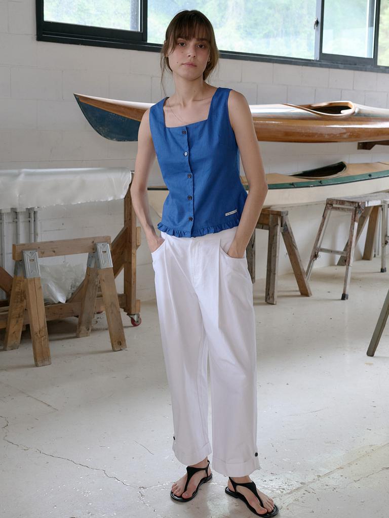 Elssibeui Frill Sleeveless Blouse_Cobalt Blue