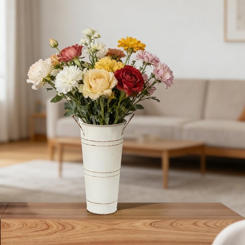 Vasos Metálicos Galvanizados para Floricultura Decoração Rústica de Fazenda Balde de Flores Suporte de Flores de Lata Rústico para Plantas Cortadas Decoração de Casa
