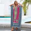 European and American Style Printed Middle Eastern Robe Beach Vacation Loose Bikini Sun Protection Cover-up