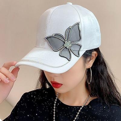 Casquette de baseball pour femme, mode été, nœud à diamants, protection solaire, bec de canard, chapeau d'été polyvalent