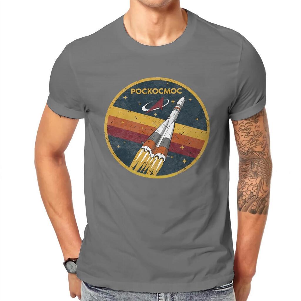 Roscosmos Vintage Emblem Newest T-shirt Russian USSR CCCP Men Harajuku Pure Cotton Tops T Shirt Fashion O-neck Tshirt Tees