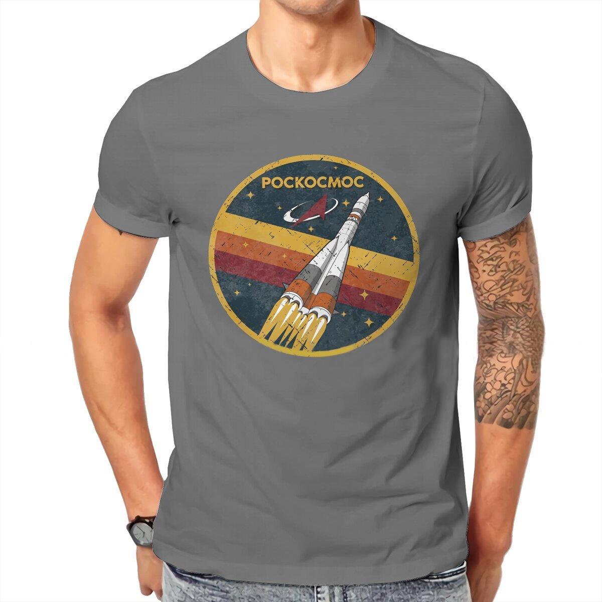 

Roscosmos Vintage Emblem Newest T-shirt Russian USSR CCCP Men Harajuku Pure Cotton Tops T Shirt Fashion O-neck Tshirt Tees 4XL