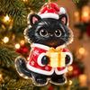 Acrylic Hanging Decor 2 Pcs Christmas Ornament Crystal Snowman Cat Santa Pattern Decoration Celebration Supplies Double Sided 2D Pendant for Holiday