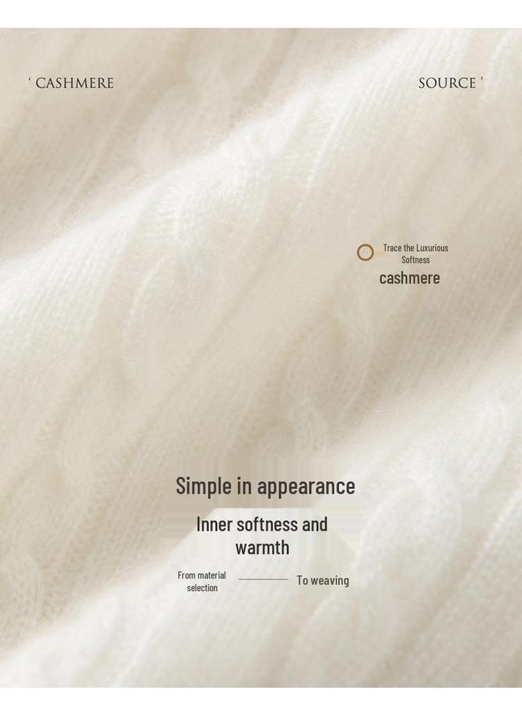 Elegant V-Neck Women's Cashmere Sweater - Cable Knit, Slim Fit, Button-Down, 2026 Autumn/Winter Collection.
