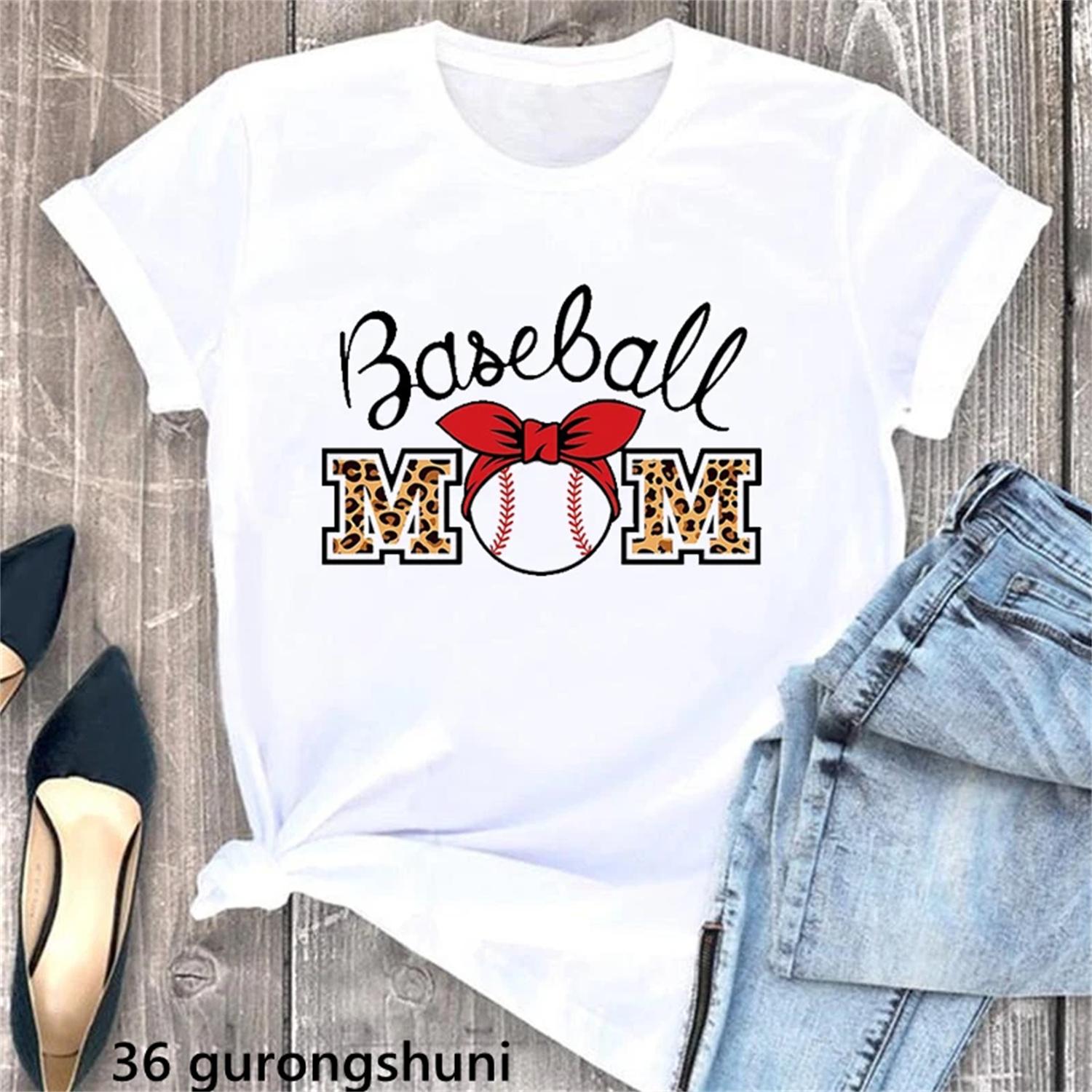 

Baseball Heatbeat Leopard Mom Graphic Print Tshirt Women Clothes 2025 Super Mom Lift T Shirt Femme Harajuku Shirt Summer Tops XXXXXL білий