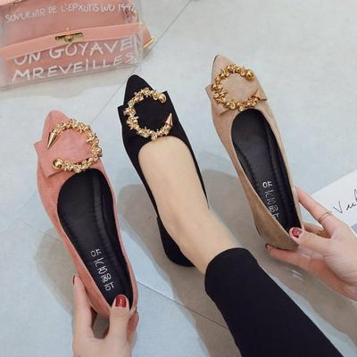 Spring and Autumn Casual Fashion Pointed Toe Comfortable Non-slip Wear-resistant Simple Metal Decorative Women's Shoes