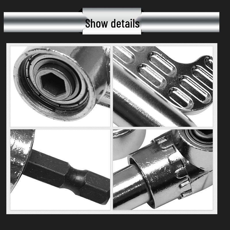 105° Corner Adapter with Handle, Right Angle Screwdriver Bit, Socket, Multi-Function Bit, and Universal Joint