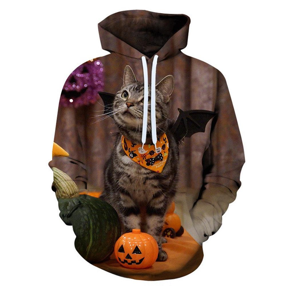 Spring and Autumn Pumpkin Halloween 3D Digital Printing Men and Women Casual Fashion Hooded Sweatshirt