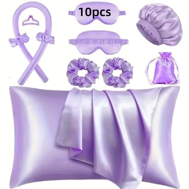 Lazy No-heat Curling Iron Combination Set, Curling Hair Artifact, Pillowcase, Eye Mask, Nightcap, Eye Mask Combination.