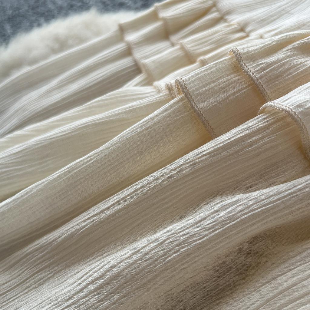 Sommer Damen Tiefer V-Ausschnitt Rüschen Uni Chiffon Oversize Chic Boho Strandurlaub Lange Maxi Kleider