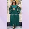 I Pleated Crew Neck Flared Sleeve Three-dimensional Flower Lace Gauze Dress Plus Size Women's Sequins