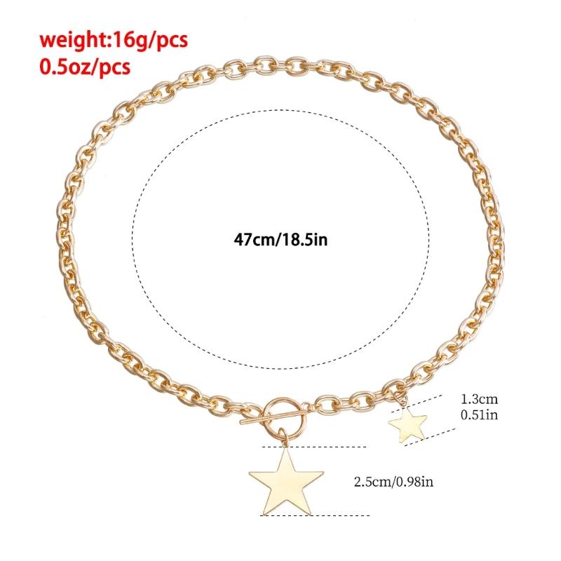 Collarbone Chain Temperament Simple Metal Five-pointed Star Necklace Bracelets