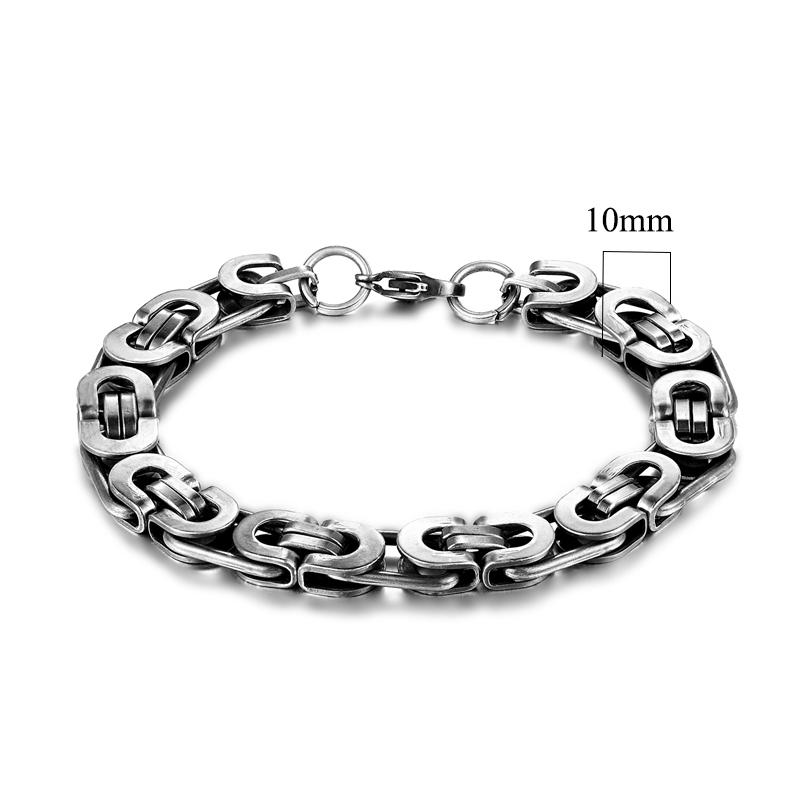 Mens vintage 5-10mm Stainless Steel Byzantine Curb Cuban Link Chain Bracelets for Men Unisex HIp-HOP Wrist Jewelry Gifts
