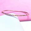 New 585 Purple Gold Plated 14K Rose Gold Geometric Shiny Bracelet for Women Slim Classic Charm Wedding Engagement Jewelry