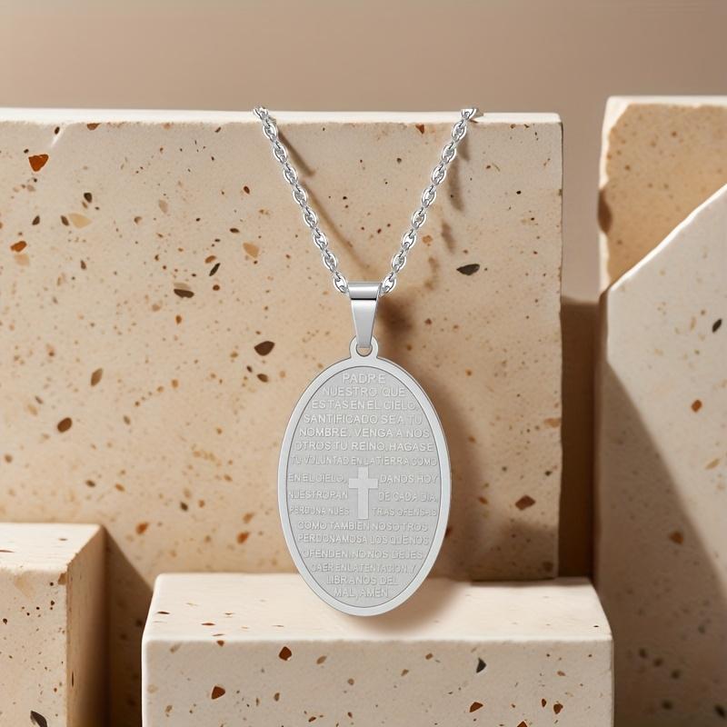 One Piece Stainless Steel Christian Prayer Necklace Bible Verse Cross Necklace Faith Necklace Pendant Unisex