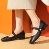 Mary Jane Women's Shoes Summer Medium and High Heel French Evening Style Small Leather Shoes Thin Single Shoes