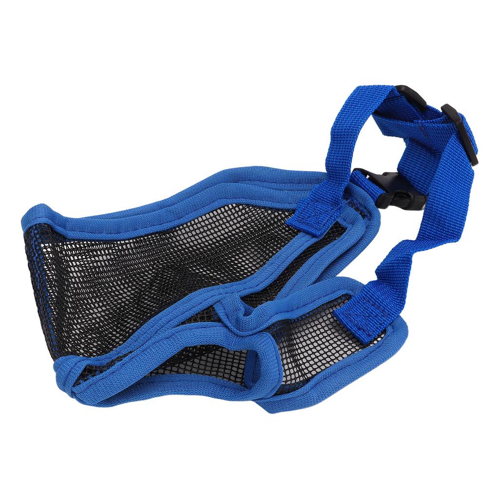 Short Snout Dog Muzzle Adjustable Breathable Prevent Biting Chewing Dog Mesh Muzzle for Bulldog Shar Pei Chihuahua Blue