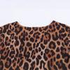 Spring and summer new fashion temperament classic leopard print round neck long sleeve mesh slim long dress