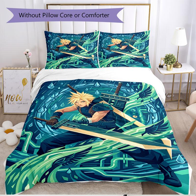 3pcs Duvet Cover Set (1*Duvet Cover + 2*Pillowcase, Without Core), Final Fantasy Print Soft All‑Season Bedding Set, Home Bedroom Decor Gift