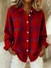 Women's Casual Plaid Long Sleeve Lapel Cardigan