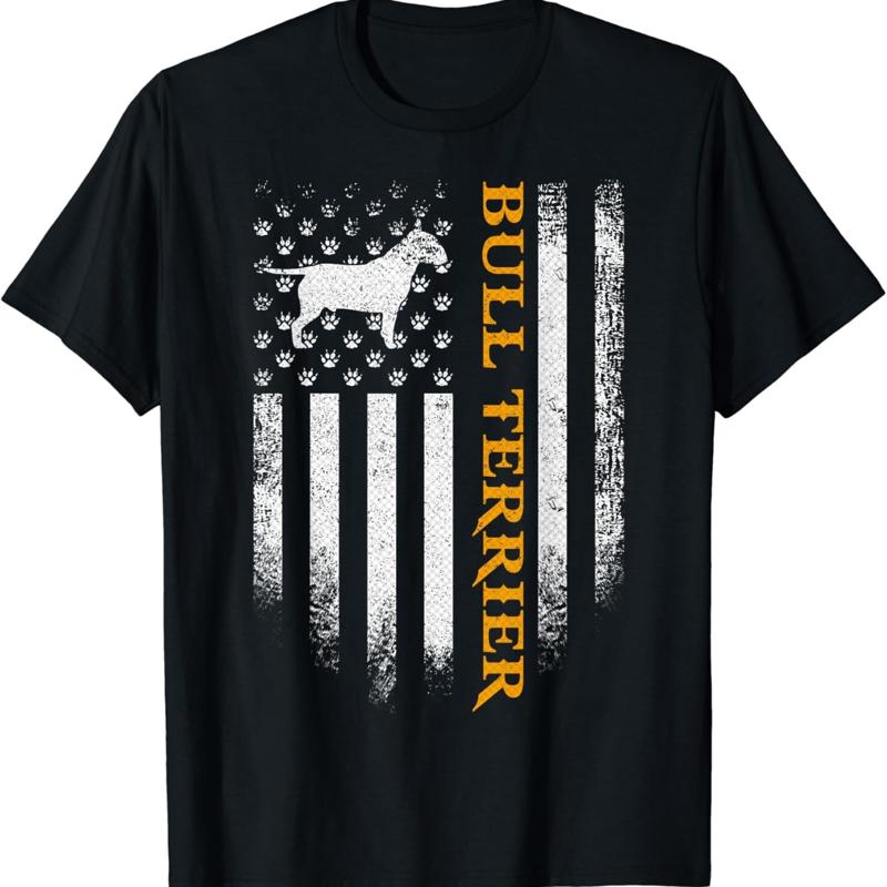 Vintage USA Bull Terrier American Flag Patriotic Funny T Shirt S разноцветный