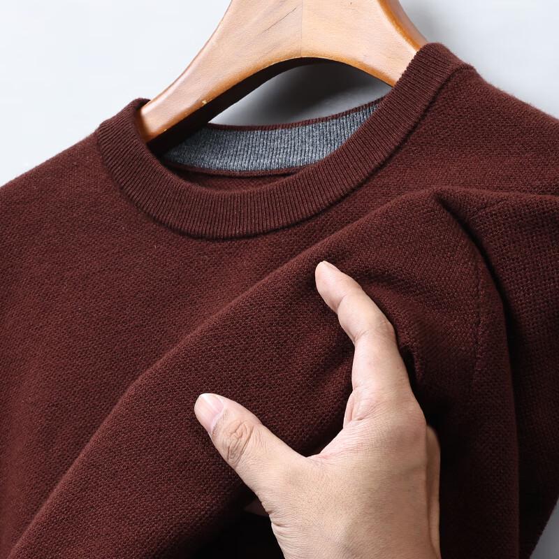 Hengyuanxiang Men's 100% Pure Wool Blend Round Neck Sweater