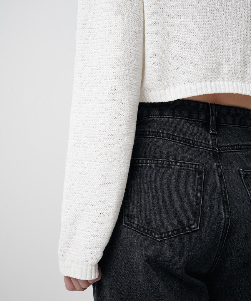 MUSINSA STANDARD WOMAN Women'S Flat Yarn Crop Knit [White]