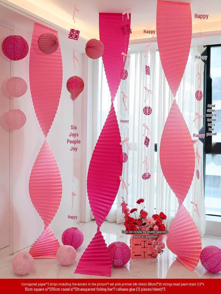 Double Happiness Wedding Room Decor Set: Non-Woven Fabric Papercut for Bride and Groom's Bedroom or Hotel.