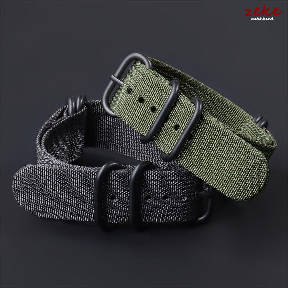 Ribbed Nylon Watchband Nylon Watch Strap 18mm 20mm 22mm 24mm Watchband for Seiko Military Loop Watch Band Black Buckle Bracelets