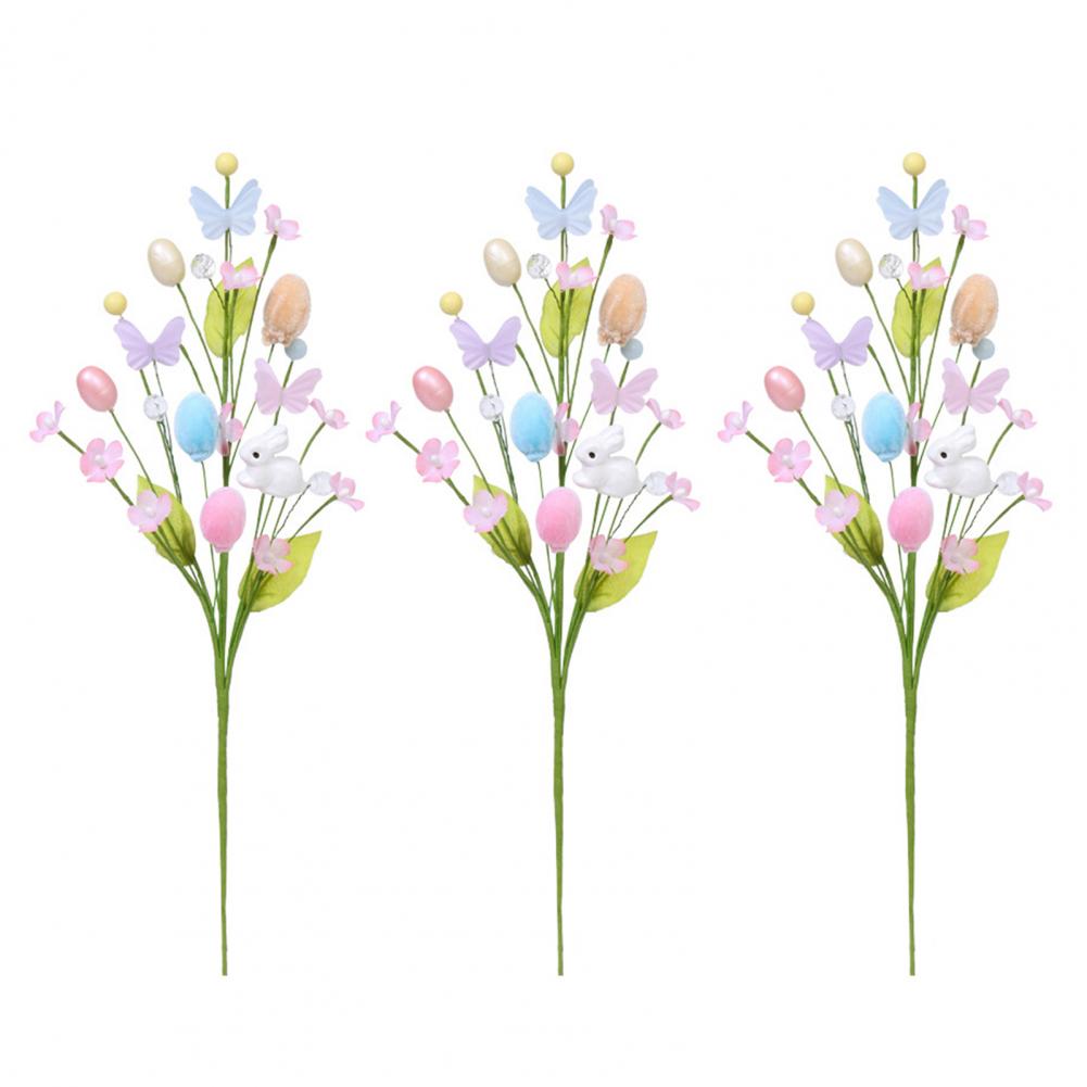Easter Artificial Flowers Easter Colorful Egg Decoration DIY Party Bouquet With Rabbit Egg Charms Spring Home Table Centerpiece