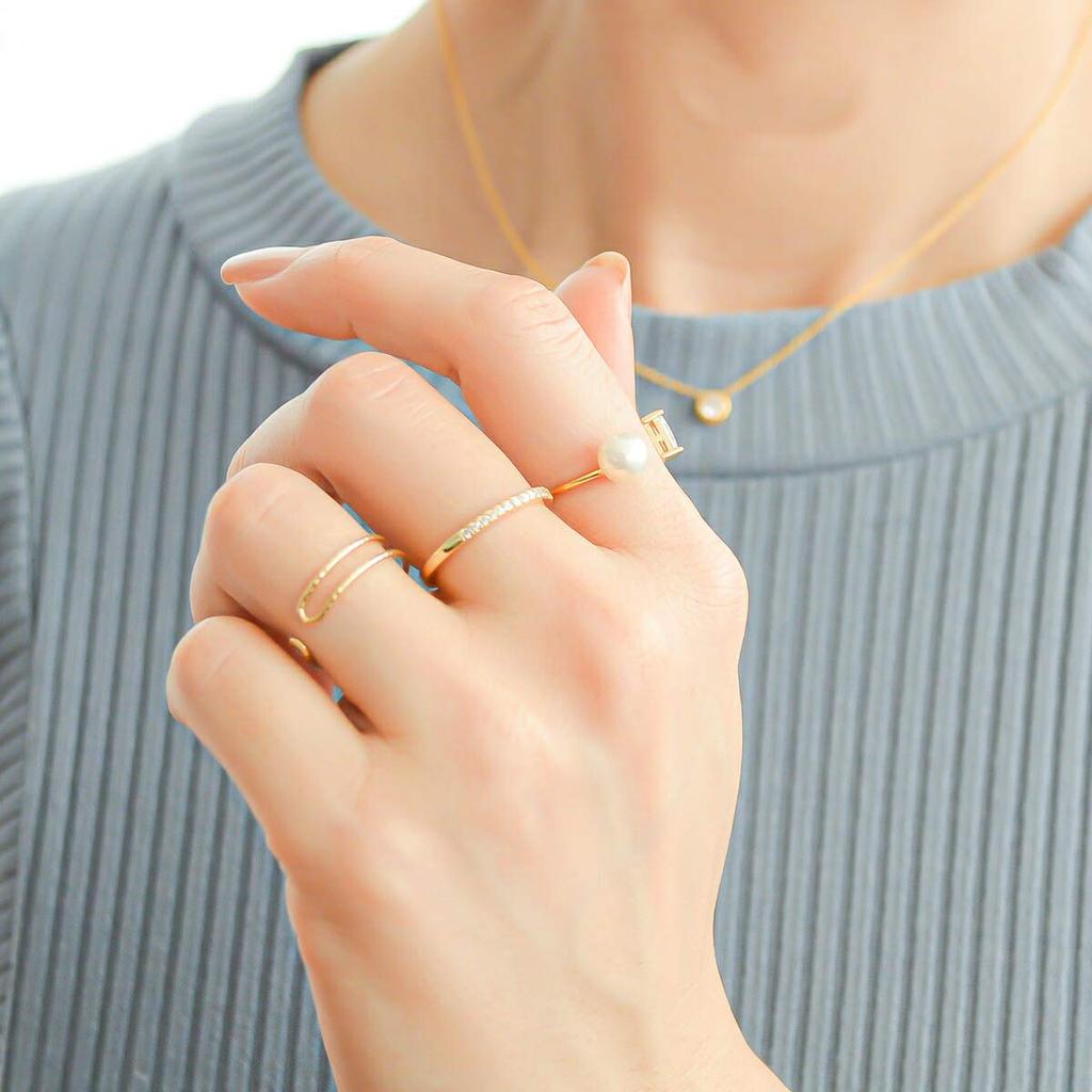 [Naot Jewelry] Women's Ring Cubic Zirconia Gold Half Eternity Ring 11