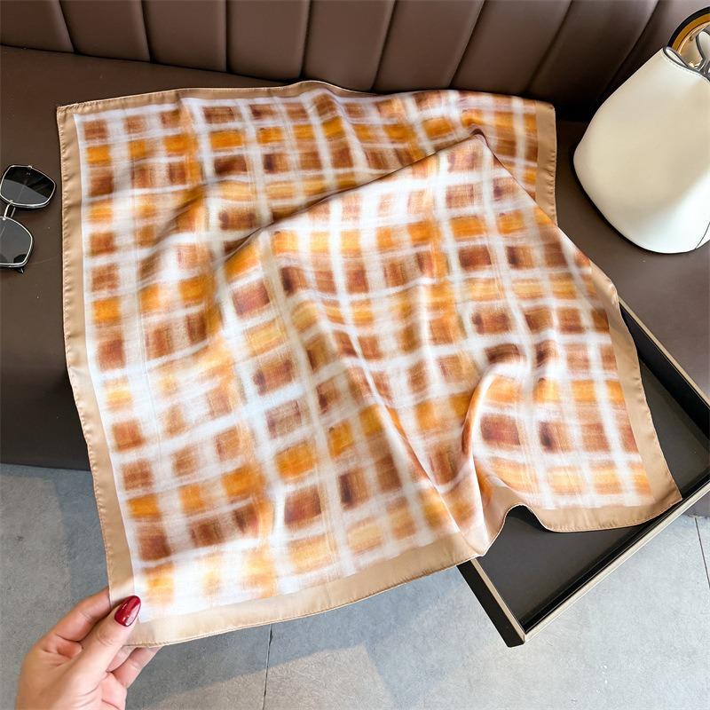 Vintage Printed Check Square Scarf For Women Fashion Accessory