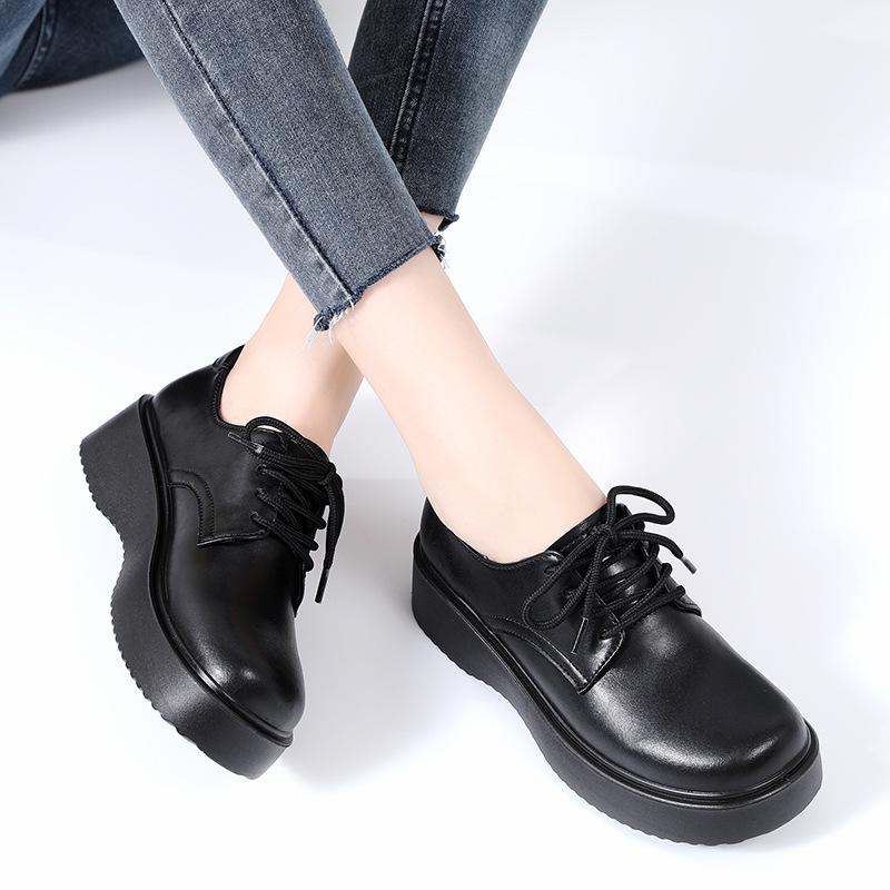 Specht Damen Mokassins mit weicher Sohle aus Leder - Neue 2025 Herbstschuhe im britischen Stil, lässig, schwarz