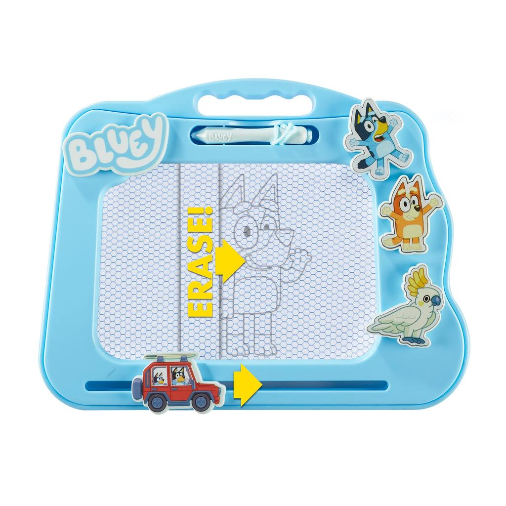 Bluey Travel Magnetic Scribbler Pad with Pen and 3 Stamps - Mess-Free