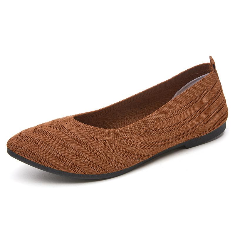 Shoes women's summer solid color pointed flat bottom women's shoes casual breathable women's hollow cloth shoes French not tired feet single shoes