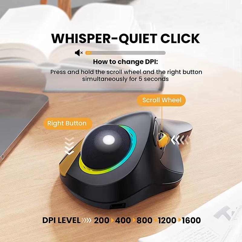 Trackball Mouse JOMAA RGB Ergonomic Bluetooth Mouse