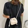 Fashion Rattan Straw Weave Bucket Bags Casual Small Beach Shoulder Bags Retro Handbags Totes Women Summer