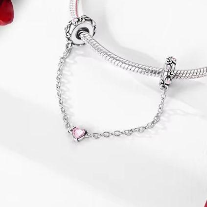 New Safety Chain Clasp Clip Charm Bead 925 Silver Heart Bow Star Moon Fit Bracelet DIY Woman Girl Jewelry Gift
