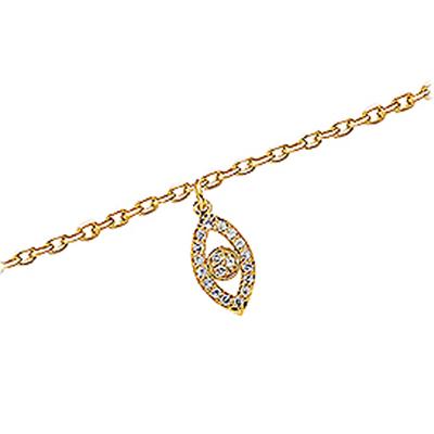 [K9124] - Vergoldete Fußkette 'Auge der Fatima' Weißgold - 10x6 mm