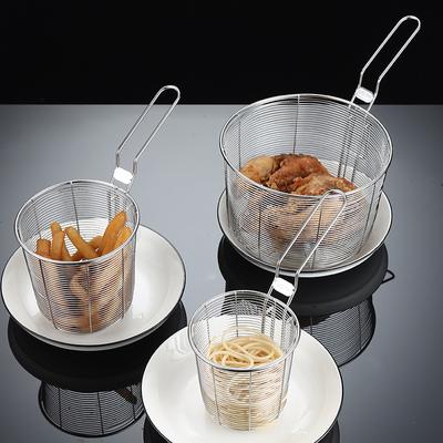 Kitchen Stainless Steel Frying Basket with Hanging Handle Oil Filter Pasta Noodles Drainer Cooking Tools Food Skimmer Strainer