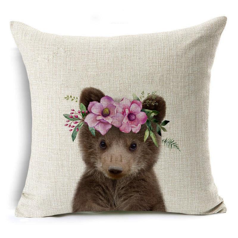 New Cute Little Animal Linen Pillowcase Home Sofa Pillowcase